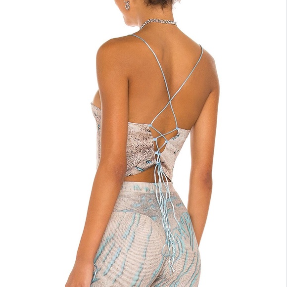 Poster Girl Denise Corset Top in Aqua Zebra - Picture 2 of 4